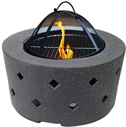 Feuerstellen Outdoor Holz Brennen Feuerstelle, Multifunktionale Schwarz Imitation Stein Outdoor Heizung, Gartenterrasse Feuerschüssel, 70 cm / 27.6 (Color : Kit-5)