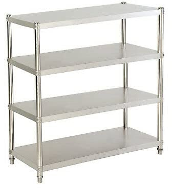 4 Shelves Stainless Steel Kitchen Shelf Storage Shelf Heavy Duty Shelving 120 cm x 40 cm x 150 cm Stainless Steel Gastro Microwave Oven Rack Storage Shelves Commercial Kitchen Prep Double Overshelf