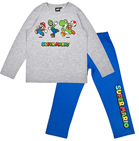 Super Mario Bros. Schlafanzug, Mario Luigi Toad Yoshi, Schlafanzug Jungen, Spielen, Baumwolle, Langarm Pyjama Spielen