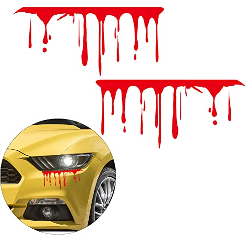 Rote Blutaufkleber für Das Auto, 2 STÜCKE Halloween-Themen-Blutungsabziehbilder Blut Aufkleber Auto Rot Blut Auto Aufkleber Für Autoscheinwerfer Fenster Rücklicht Auto Aufkleber Aufkleber (rot)