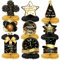 DPKOW Silvester Deko 2025, 9 Stück Schwarz Gold Neujahr Deko Happy New Year Honigwabe Mittelstücke 2025 Deko Silvester Party-Tischaufsätze für Silvester Tischdeko 2025 Silvesterdeko Accessoire