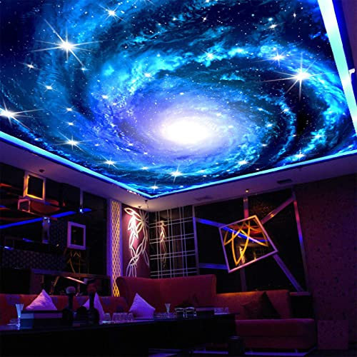 Custom 3D Photo Wallpaper Galaxy Stars Ceiling Fresco Art Wall Painting Living Room Bedroom Ceiling Mural Wallpaper 250Cm(W)×175Cm(H)