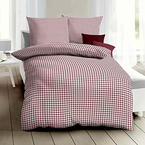 Kaeppel Bettwäsche Vichy Feinbiber rot Größe 1x 135x200 cm + 1x 80x80 cm