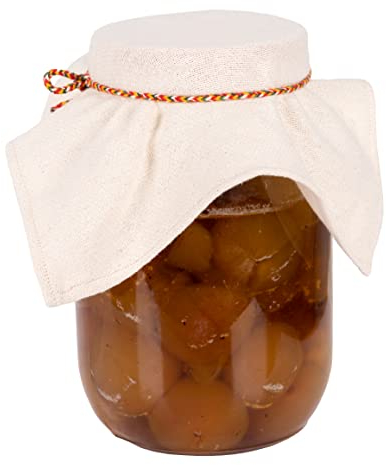 Leinen-Bezüge mit Seil und Gummibändern, wiederverwendbar, ungebleicht, Musselin, Kombucha-Deckel, atmungsaktive Baumwollglasabdeckung, Fermentationstuch für Gläser, Flaschen, 5 Stück