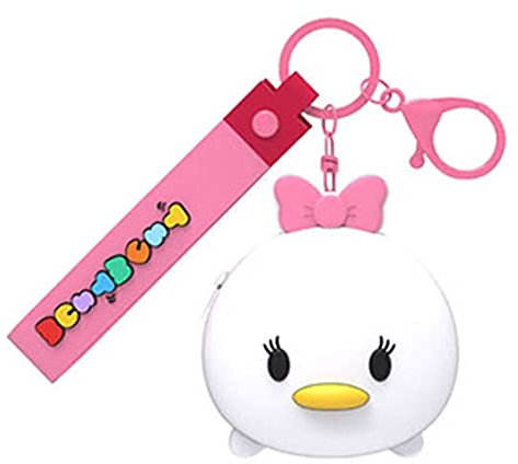 Disney Tsum Tsum Schlüsselanhänger mit 3D-Charakteren, praktischer Gurt und Metall-Schlüsselanhänger, niedlich, funktionale Tasche für Münzen und kleine Gegenstände (Daisy Duck), Pink