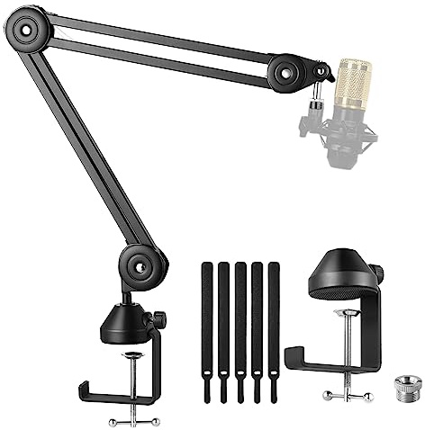 Audingull microphone stand, Upgraded Mic Boom Arm Stand Microphone Arm with 3/8 to 5/8 Screw Adapter Clip for Blue Yeti Snowball, Yeti x and other Mic, HyperX QuadCast SoloCast