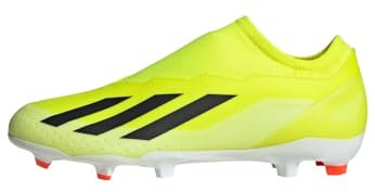 adidas X Crazyfast League Laceless Firm Ground Boots, Scarpe da Calcio Unisex-Adulto, Solar Yellow/Core Black/Cloud White, 47 1/3 EU