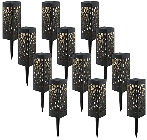 LED Universum 12er-Set Erdspieß-Solarleuchten warmweiß Solar Gartenleuchte aus Kunststoff IP44 Solarlampen für Garten Dekoration Licht für außen (039-9052)