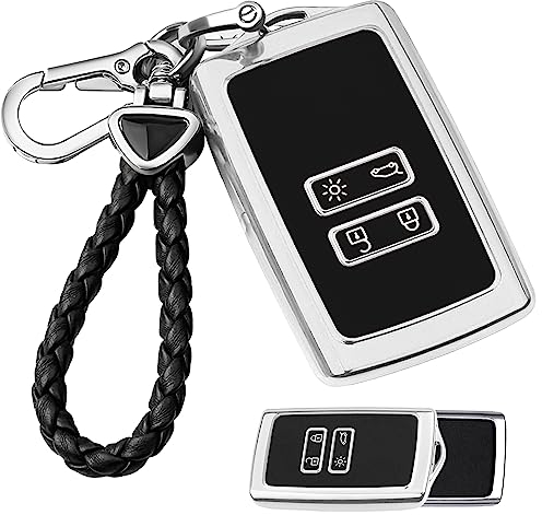 Cresbel Autoschlüssel Hülle: 4 Tasten Autoschlüssel Hülle Kompatibel mit Renault, TPU Autoschlüssel Hülle, Schlüsselhülle, Schlüssel Gehäuse Fernbedienung für Renault, Silber (keyless)