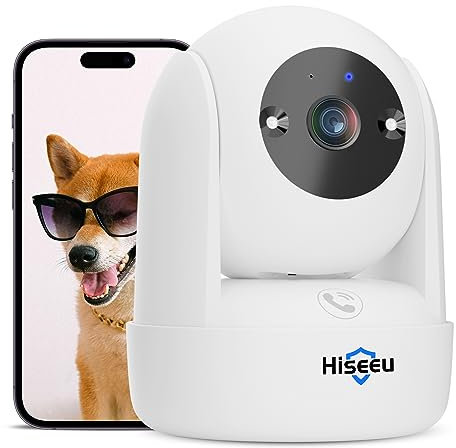 Hiseeu 2K Security Camera Indoor Wireless with 2.4G WiFi, 360° View CCTV Home Security Camera for Baby Pet, AI Human Animal Detection Motion Tracking, Real-Time Alert Siren IR Night Vision 2-Way Audio