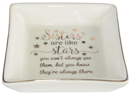 MIXDOM Ceramic Ring Holder Dish Jewelry Tray, Decorative Trinket Dish for Rings Earrings Necklaces Bracelet Watch Keys, Bridal Shower Gifts, Gift for Her (Sisters)