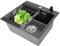 Fregadero de Cocina 40 x 45 cm, Fregadero Cocina 1 Seno, Fregadero Bajo Encimera, Fregadero Negro Mate de Acero Inoxidable Cuadrado, Fregadero Cocina un Seno con Dispensador de Jabón y Desagüe