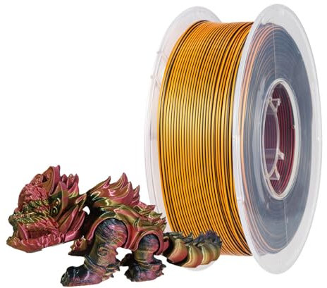 CC3D Seide Dreifarbig Farbe PLA Filament Schwarz/Rot/Gold Filament PLA 3D Drucker Filament 1,75mm 1KG Filament PLA Glänzend Metallisch Filament Seiden PLA Filament Schwarz Rot Gold Metall PLA Tri