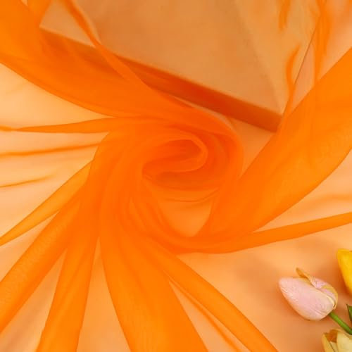 Wambere 100cm×150cm Stoff aus Organza,Tüllstoff Tüll Meterware Tüll Dekostoff Tulle Fabric für Nähen DIY Basteln Kleidung Hochzeitskleider Party Geburtstag Hochzeit Hintergrunddekoration,Orange