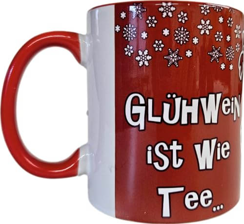 Glühweintasse Tasse Glühwein Tee Kaffee lustig Weihnachten bunt Geschenk Wichteln persönlich Grog Punsch Glühweintassen (Rot)