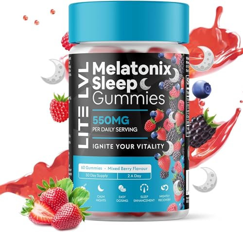 LITE LVL - 60 x Melatonix Sleep Gummies for Adults - Berry Bliss Flavoured Sleeping Gummies - Sleep Vitamins