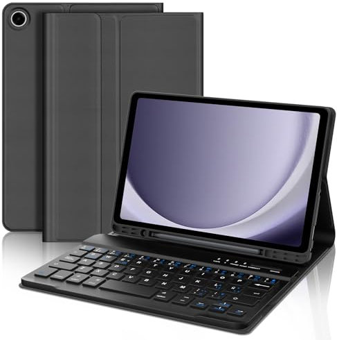 SENGBIRCH Funda Teclado para Samsung Galaxy Tab A9 8.7'' - Español Bluetooth Desmontable con Ranura para Bolígrafo, Negro