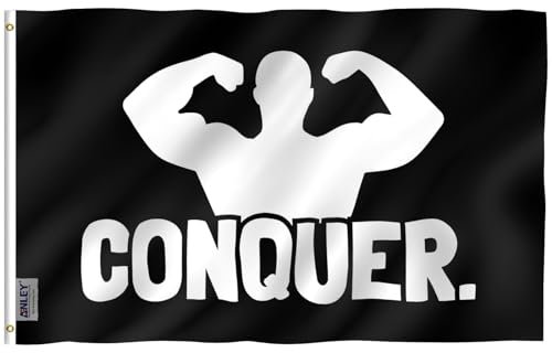 Anley Fly Breeze 3 x 5 Fuß Eroberungsflagge – doppelt genäht – Fitness, inspirierend, motivierend für Studentenwohnheim, Fitnessstudio, Männerhöhle, Flaggen aus Polyester mit Messingösen
