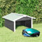 LAPOOH Roboter-Rasenmäher Garage, Mähroboter Garage, Rasenroboter Garage, Carport Bausatz, Rasenmäher Garage, 72x87x50 cm Grau Weiß Tannenholz