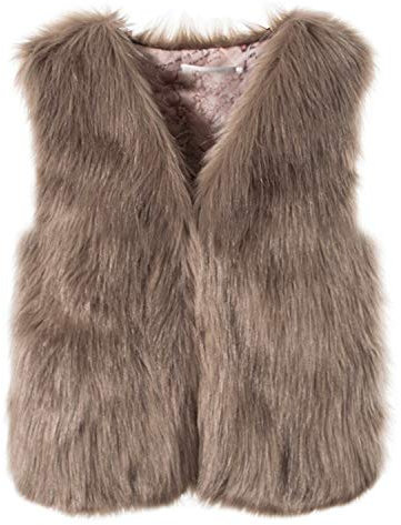Gilet d'Hiver Chaud en Fausse Fourrure pour Femme - Veste Courte Sans Manches - Doux et Confortable - Parka - Manteau en Fourrure Synthétique - Col en V - Peluche, Z-1