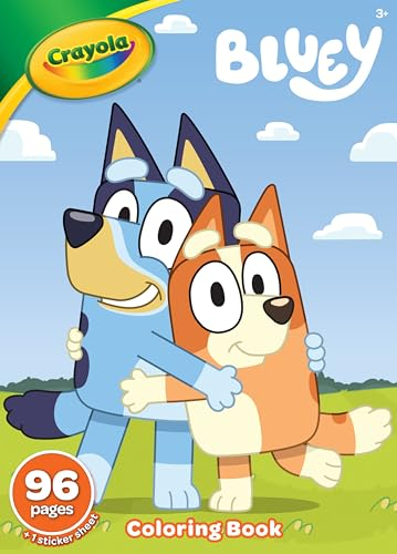 CRAYOLA Malbuch, Blau, 96 Seiten Bluey Malspaß, Stickerbogen, ideal für Kinder ab 3 Jahren