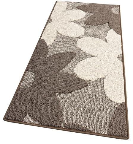 emmevi Tappeto Cucina 3D Fiore Tridimensionale Morbido Bordato Moderno Passatoia Antiscivolo 57x230 Beige