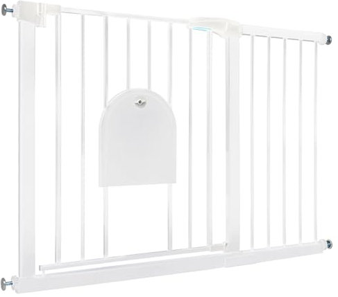 XMTECH Türschutzgitter Ohne Bohren Treppengitter für Kinder 105-115cm breit, Auto-Close Baby Türgitter Treppen Absperrgitter mit Schiebetür für Haustiere, Safety Gate,180° Zweiwegeöffnung Weiß