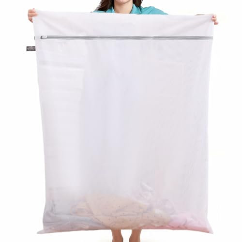Kimmama Laundry Bag Mesh Wash Bags, Super Large Washing Machine Wash Bag, Net Washer Sack with Zipper, Dryer Pouch for Cleaning and Drying Cloths, Curtains, Quilts, Comforter, Blankets, Plush Toy