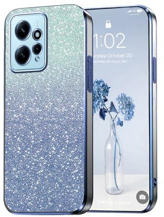 PanXCase Paillettes Coque pour Xiaomi Redmi Note 12 4G - Étui Transparente Glitter Dessin Élégant Souple Ultra Fine Fille Femme Légère Antichoc Housse (Bleu)