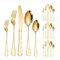 Electroplated Patterned Kitchen Silverware Tableware Set,18/10 Stainless Steel Flatware Set, Steak Knife Fork Spoon Gift Box Cutlery Sets (Gold,20 Pieces)