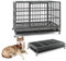 GOPLUS - Jaula para perro plegable de metal con ruedas cerradas, jaula con doble puertas cerradas, bandeja extraíble para perros grandes y medianos (48 pulgadas)