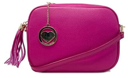 Tracollina Borsa Donna in Pelle Dollaro Italiana Borsetta a Spalla Taglia Media (Fucsia)