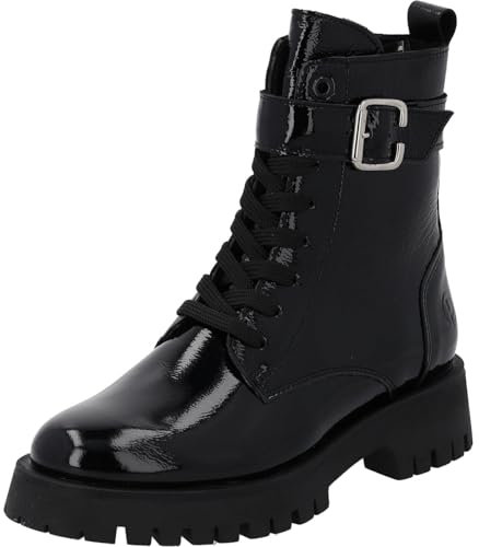 Palado Stiefeletten Damen Luilla – elegante Boots Made in Portugal - leicht gefütterte Stiefel - moderne Ankle-Boots Schwarz Lack UK8 - EU41