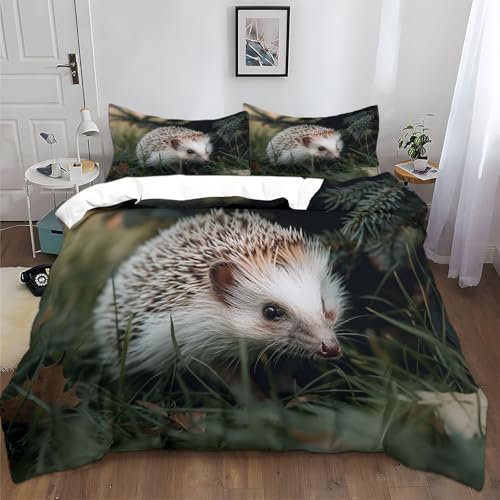 XCQHZYQ Bettwäsche 135x200 cm Wiese Tiere Igel Bettbezug Set für Kinder Jungen Mädchen Weich Atmungsaktiv Baumwolle Polyester Betten Set mit Reißverschluss