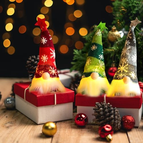 3 Stück Weihnachtszwerg Schwedisch, Hillylolly Weihnachtswichtel Figuren LED, Weihnachtsdeko Wichtel, Wichtel Figuren Weihnachten Deko, Weihnachtswichtel Beleuchtet, Party Weihnachts Deko Spielzeug