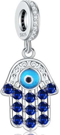 Hand der Fatima Charm, 925 Sterling Silber Hamsa das böse Auge Charm Anhänger Für Beaded Charms für Pandora European Armbänder Geschenke für damen mädchen