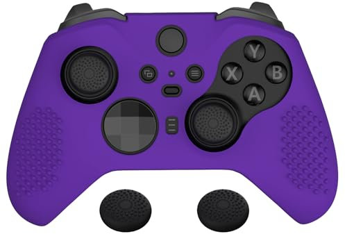eXtremeRate PlayVital Purple Soft Anti-Slip Silicone Cover Skins for Xbox One Elite Controller Series 2, Custom Protective Case for Xbox Elite Series 2 Core Controller with Thumb Grips