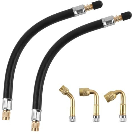 Gosknor 5er-Pack Reifenventilverlängerung, 2St 21,7cm Flexible Ventilschaftverlängerungen mit 45 90 135 Grad Messing Reifenventilverlängerungsadapter für Autos Motorräder Fahrräder Wohnmobile