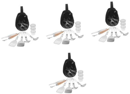 Milisten 4 Sätze Camping-Küchentasche RV-Schloss Trocknerhalterung Trockner Föhn Lärmschutz-Ohrenschützer Picknick Geschirr Set Picknick besteck Set Camping-Spork Campinggeschirr PVC Black