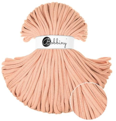 BOBBINY 9mm Jumbo Flechtkordel 1200 g Garn Makramee 50 Farben 100 m, Farbe:Unicolor Peach Fuzz