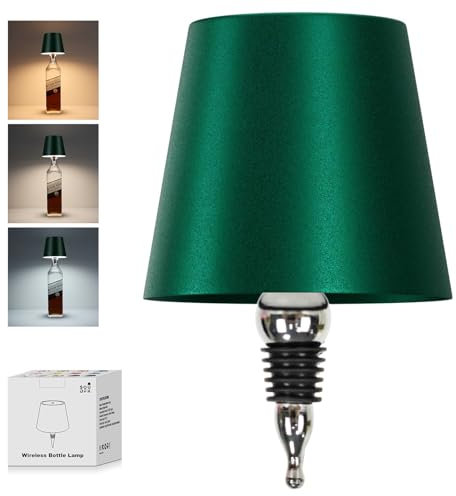 SOUDFK Wireless Bottle Lamp, 2025 New 3 Color Rechargeable Wine Bottle Lights für Bars Restaurants (dunkelgrün,1PC)