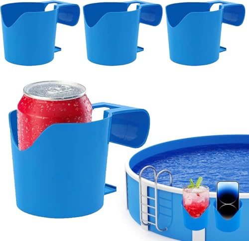 4 Stück Pool Getränkehalter Poolrand Becherhalter, Bierhalter Pool Tisch Zum Einhängen, Getränke Halter Pools, Wasserbecher Hängehalter Schwimmbecken Poolside, Zubehör Pools Aufbewahrung Strandkorb