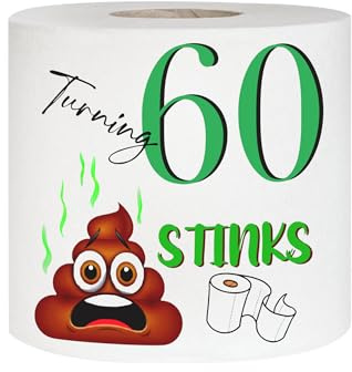 Funny Birthday Gift Toilet Roll – Novelty Gag Gift for Milestone Birthdays, Printed Loo Roll in Organza Bag, Humorous Birthday Present for Men Women, Party Joke Decoration (Turning 60 ...)