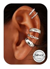 Kakonia 5Paar Ear Cuff Gold Silber Fake Piercing Hypoallergene Klipp Clip Ohrringe Ohne Ohrloch Damen Fake Helix Conch Piercings Set Vergoldet Ohrklipser Damen Ohne Ohrlöcher Earcuffs
