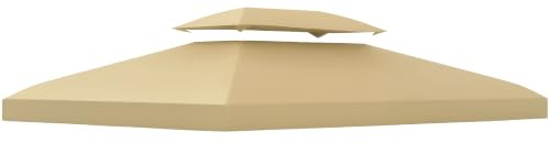 Outsunny Ersatzdach für Pavillon 3 x 4 m Wasserabweisend Bezug Beige | Pavillondach mit Doppeldach, Ersatzbezug für Gartenpavillon, Ersatzteile aus Polyester-Stoff