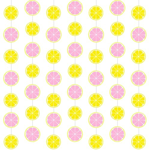 Zitronen Banner, 8 Stück Papier Girlande Deko, Obst Girlande, Sommer Party Deko, Zitronen Dekos für Kindergeburtstagsfeier Sommer-Mottoparty Gartendekoration Urlaubsdekoration Schrankanordnung
