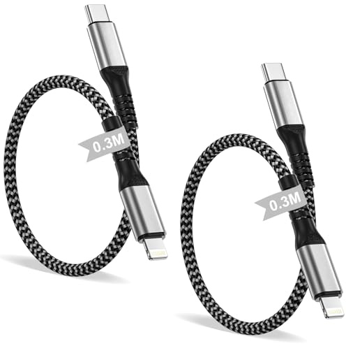 Cable Lightning USB C 30CM 2Pack Corto Cable Phone Carga Rapida Tipo C | Cable USB C Lightning MFi Certificado Nylon Cable Cargador i Phone Charger Cable Cabo para Phone 14 13 12 11 XS XR 8 SE iPad
