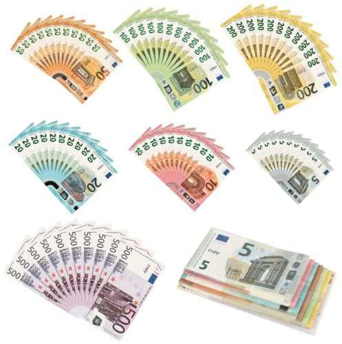 Set de 175 billets d’entraînement Euro, billets simulés de différentes coupures 5‑10‑20‑50‑100‑200‑500, matériel de formation financière, support pédagogique professionnel,Ne convient pas aux enfants