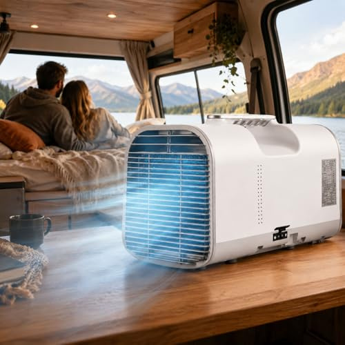 ErShangMao Portable Air Conditioner,Mobile Air Conditioner For Campervan Travel And Small Rooms,4 In 1 Cool-Fan Dry Sleep Modes,Auto-Evaporation,Camping Ac Unit,61 To 90 F Control,Easy Carry 1300W