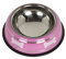 Bunty Stainless Steel Metal Non Slip Dog Puppy Pet Animal Feeding Food Water Bowl Dish (Pink, S)